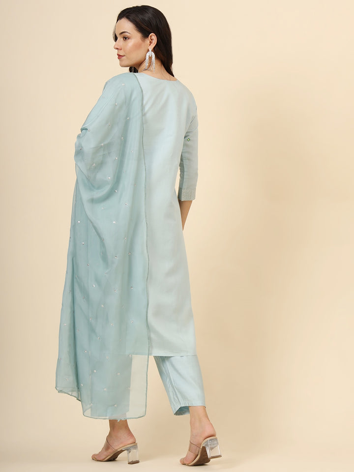 Muslin Silk Blend Salwar Kameez | Designer Embroidery Perfect Ethnic Wear