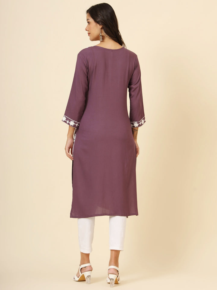 Liva Rayon Kurti with Chic Lucknowi Embroidery | Perfect for Casual Wear