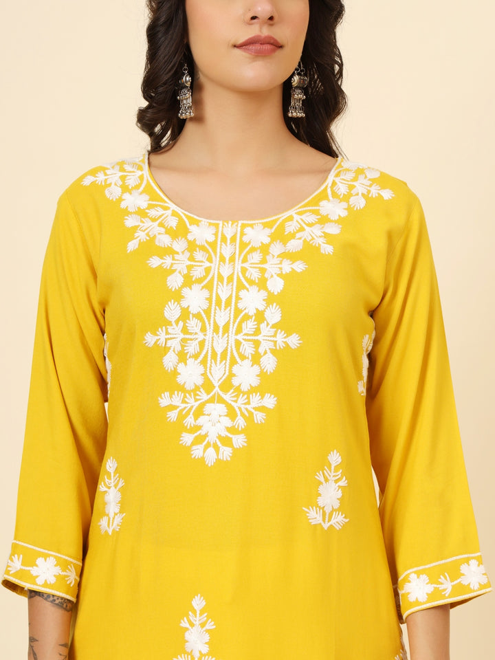 Liva Rayon Kurti with Chic Lucknowi Embroidery | Perfect for Casual Wear