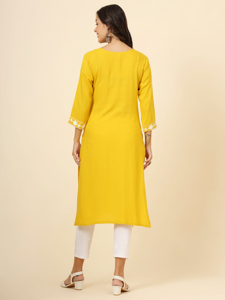 Liva Rayon Kurti with Chic Lucknowi Embroidery | Perfect for Casual Wear