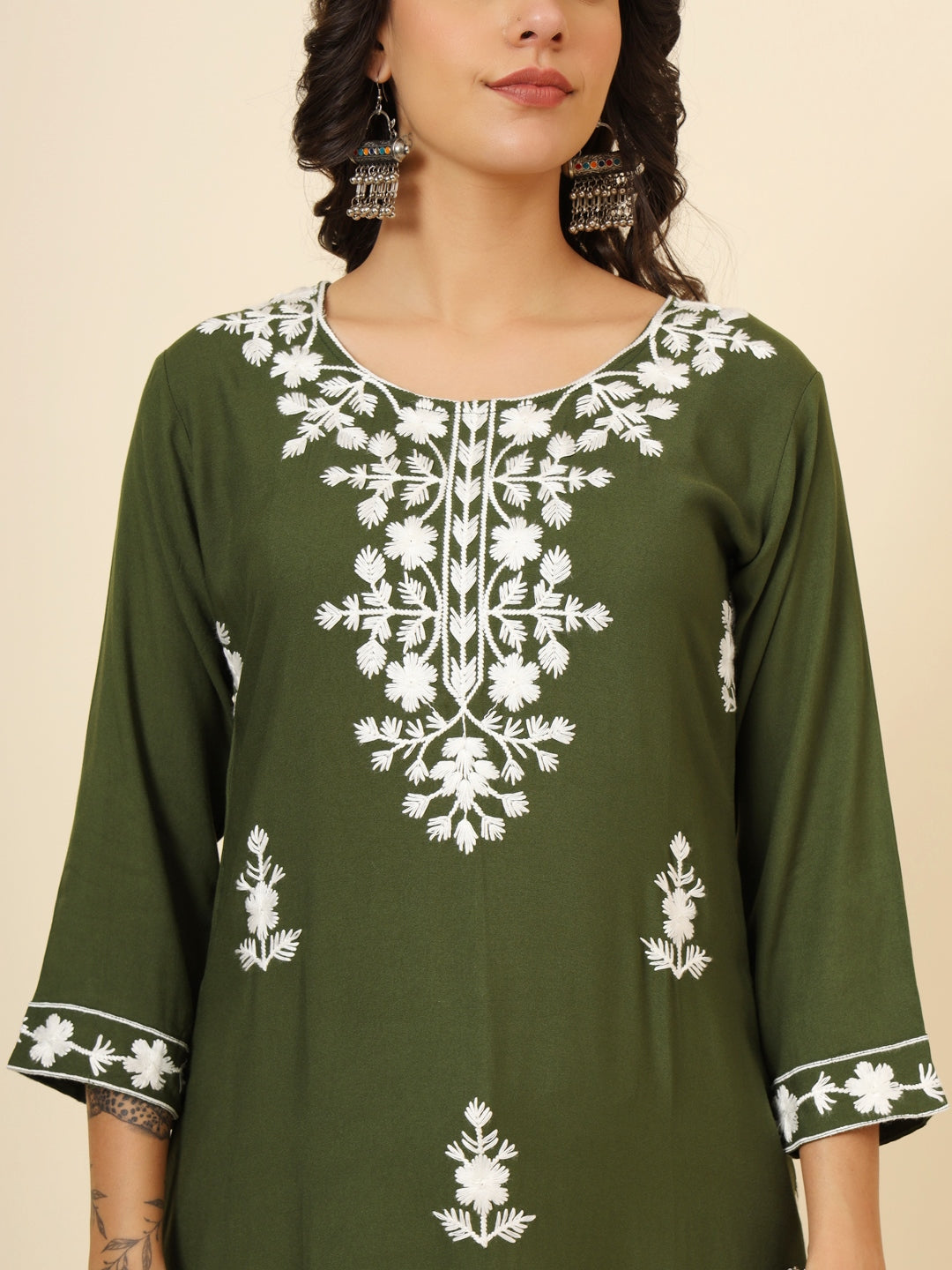 Liva Rayon Kurti with Chic Lucknowi Embroidery | Perfect for Casual Wear