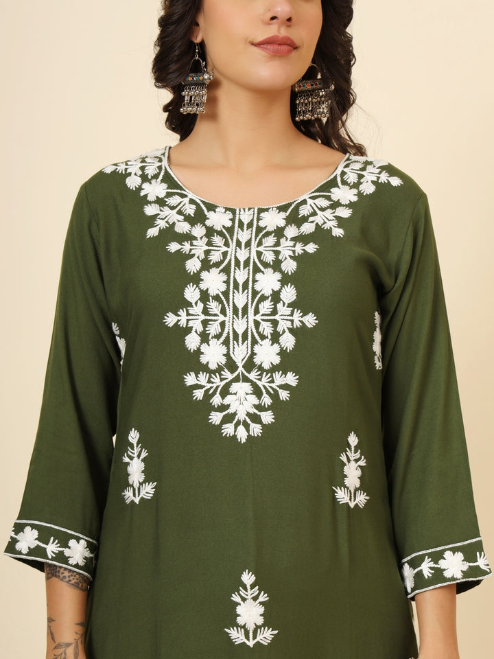 Liva Rayon Kurti with Chic Lucknowi Embroidery | Perfect for Casual Wear