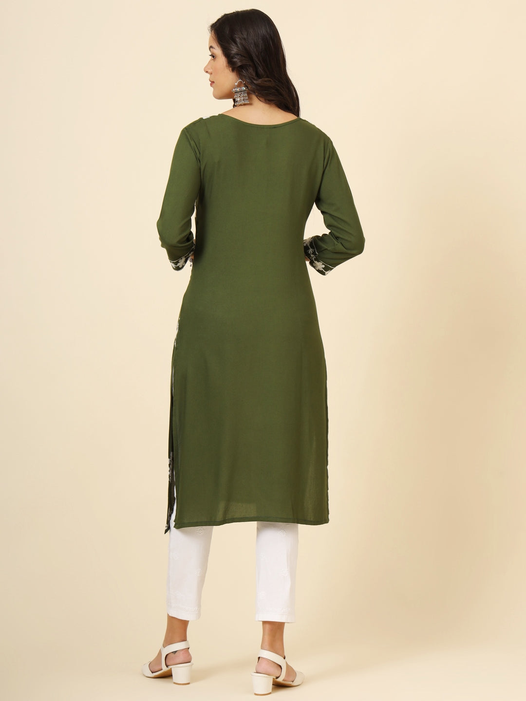 Liva Rayon Kurti with Chic Lucknowi Embroidery | Perfect for Casual Wear