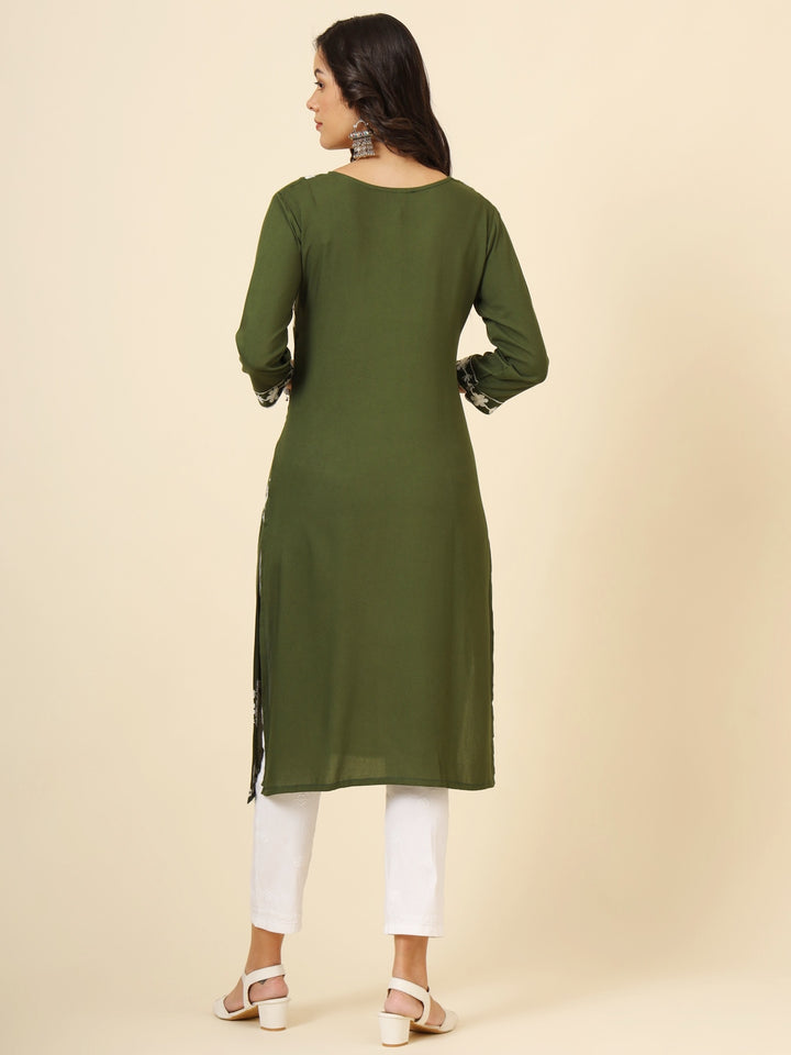 Liva Rayon Kurti with Chic Lucknowi Embroidery | Perfect for Casual Wear