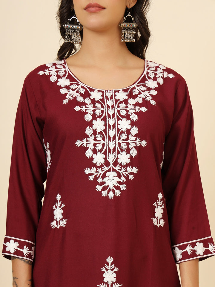 Liva Rayon Kurti with Chic Lucknowi Embroidery | Perfect for Casual Wear