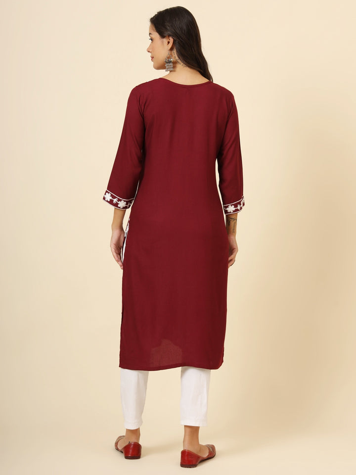 Liva Rayon Kurti with Chic Lucknowi Embroidery | Perfect for Casual Wear