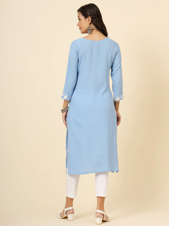 Liva Rayon Kurti with Chic Lucknowi Embroidery | Perfect for Casual Wear