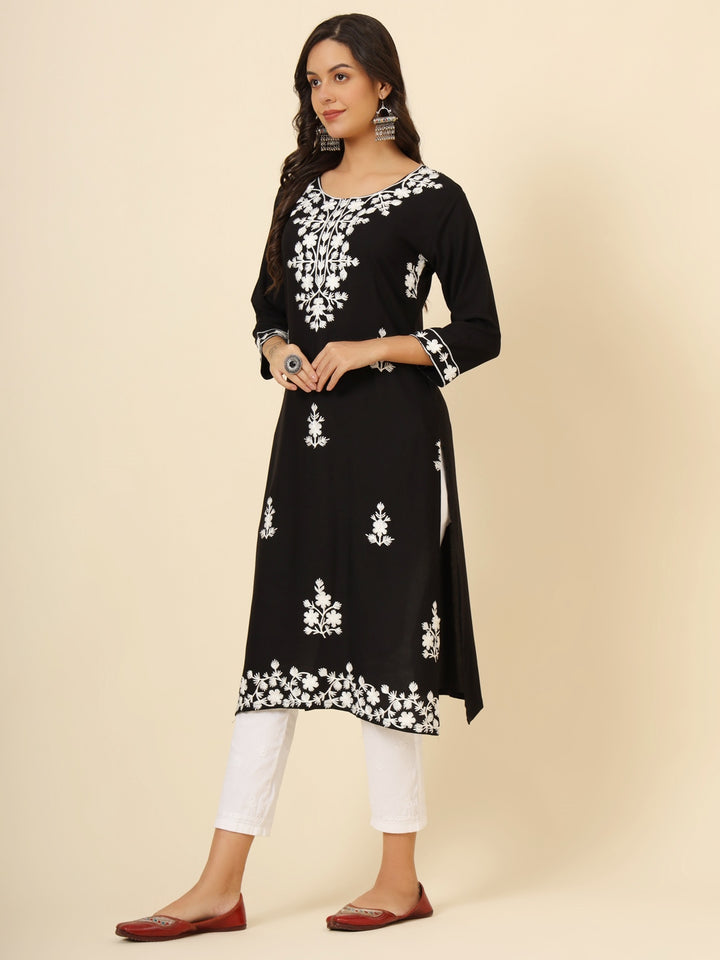 Liva Rayon Kurti with Chic Lucknowi Embroidery | Perfect for Casual Wear