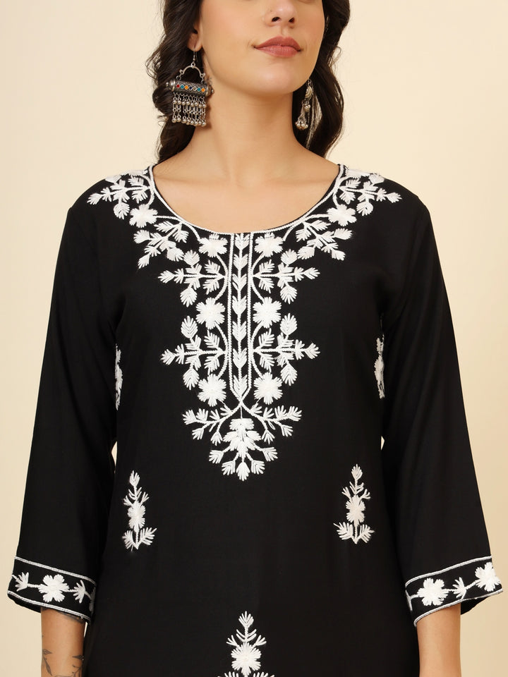 Liva Rayon Kurti with Chic Lucknowi Embroidery | Perfect for Casual Wear