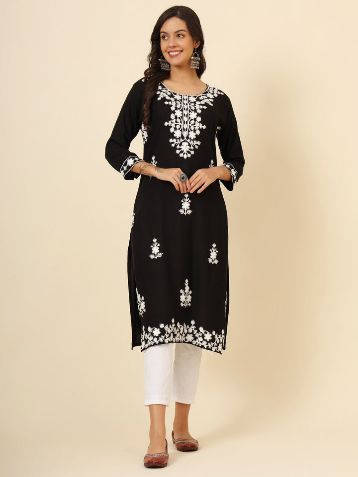 Liva Rayon Kurti with Chic Lucknowi Embroidery | Perfect for Casual Wear