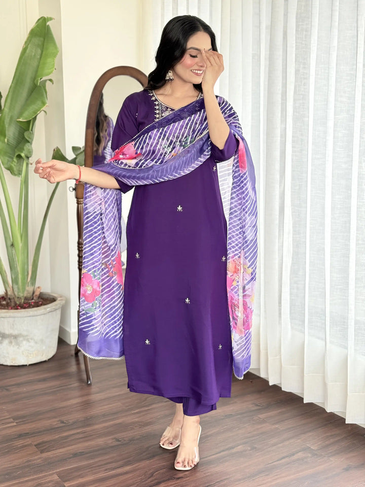 Viscose Chanderi Salwar Kameez | Graceful Embroidery Premium Ethnic Wear