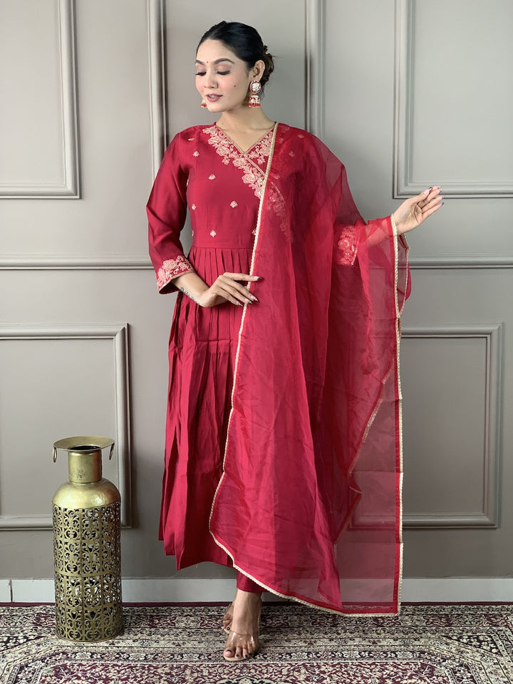Viscose Chanderi Salwar Kameez | Designer Intricate Embroidery Ethnic Wear
