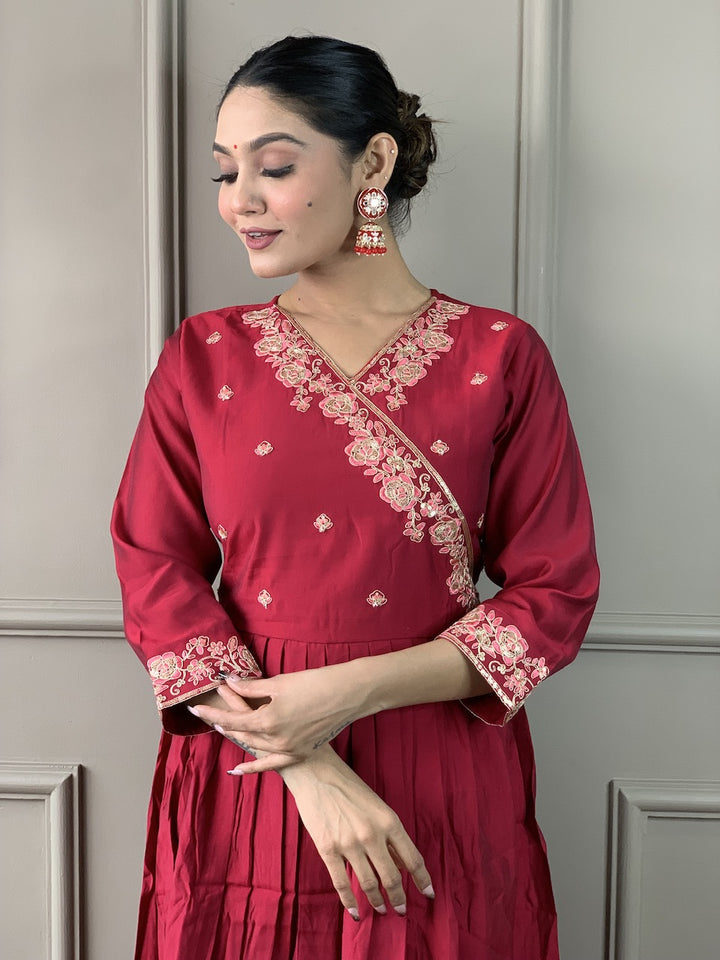 Viscose Chanderi Salwar Kameez | Designer Intricate Embroidery Ethnic Wear