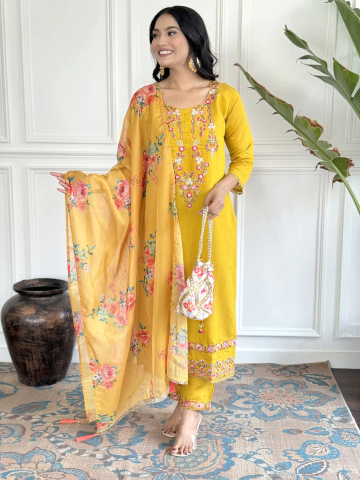 Viscose Chanderi Salwar Kameez | Graceful Embroidery Premium Ethnic Wear
