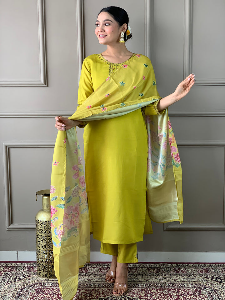Viscose Chanderi Salwar Kameez | Designer Embroidery Work Ethnic Wear
