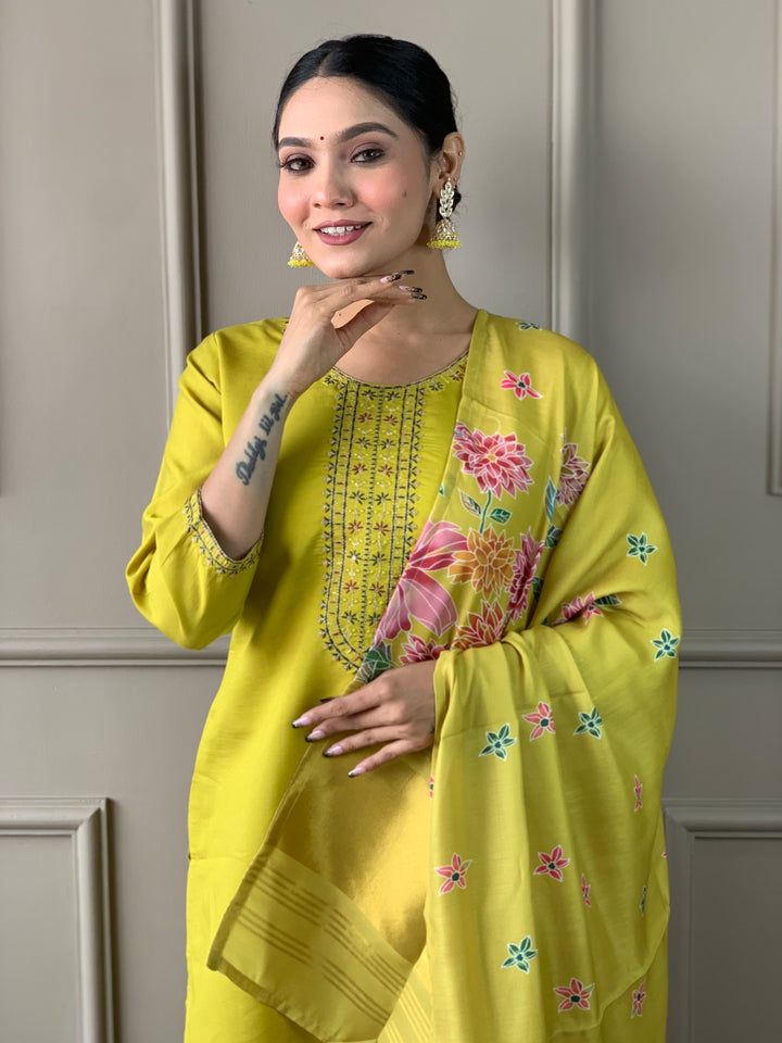 Viscose Chanderi Salwar Kameez | Designer Embroidery Work Ethnic Wear