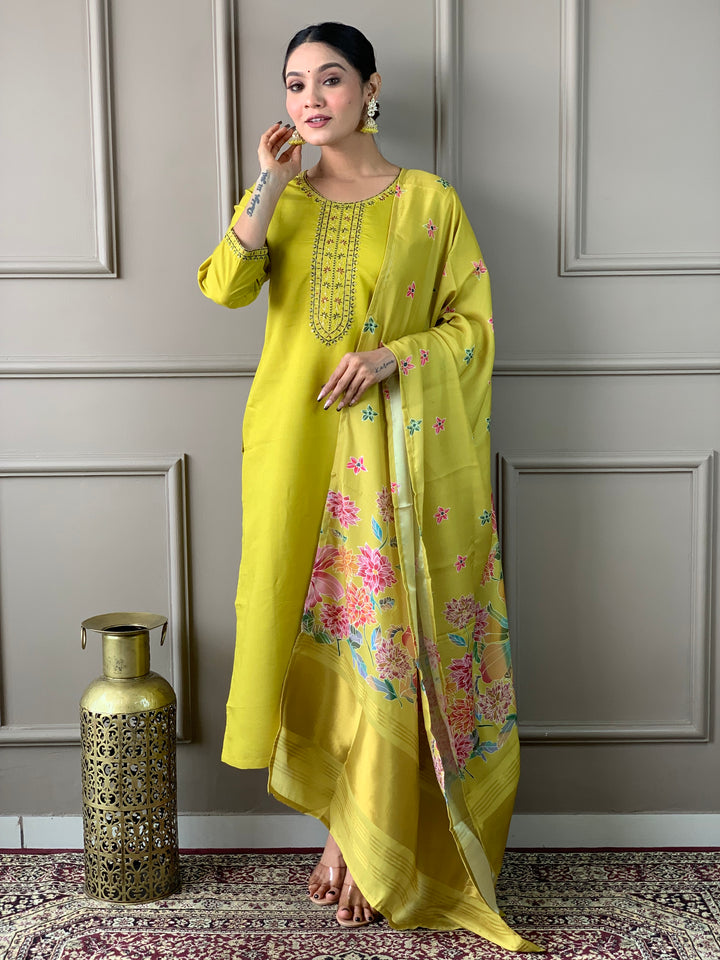 Viscose Chanderi Salwar Kameez | Designer Embroidery Work Ethnic Wear