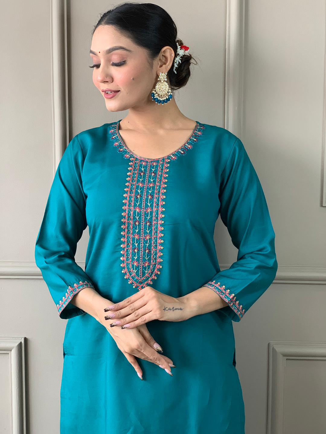 Viscose Chanderi Salwar Kameez | Designer Embroidery Work Ethnic Wear