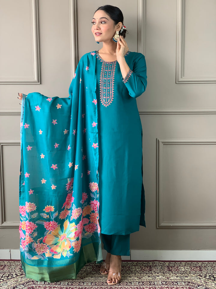 Viscose Chanderi Salwar Kameez | Designer Embroidery Work Ethnic Wear