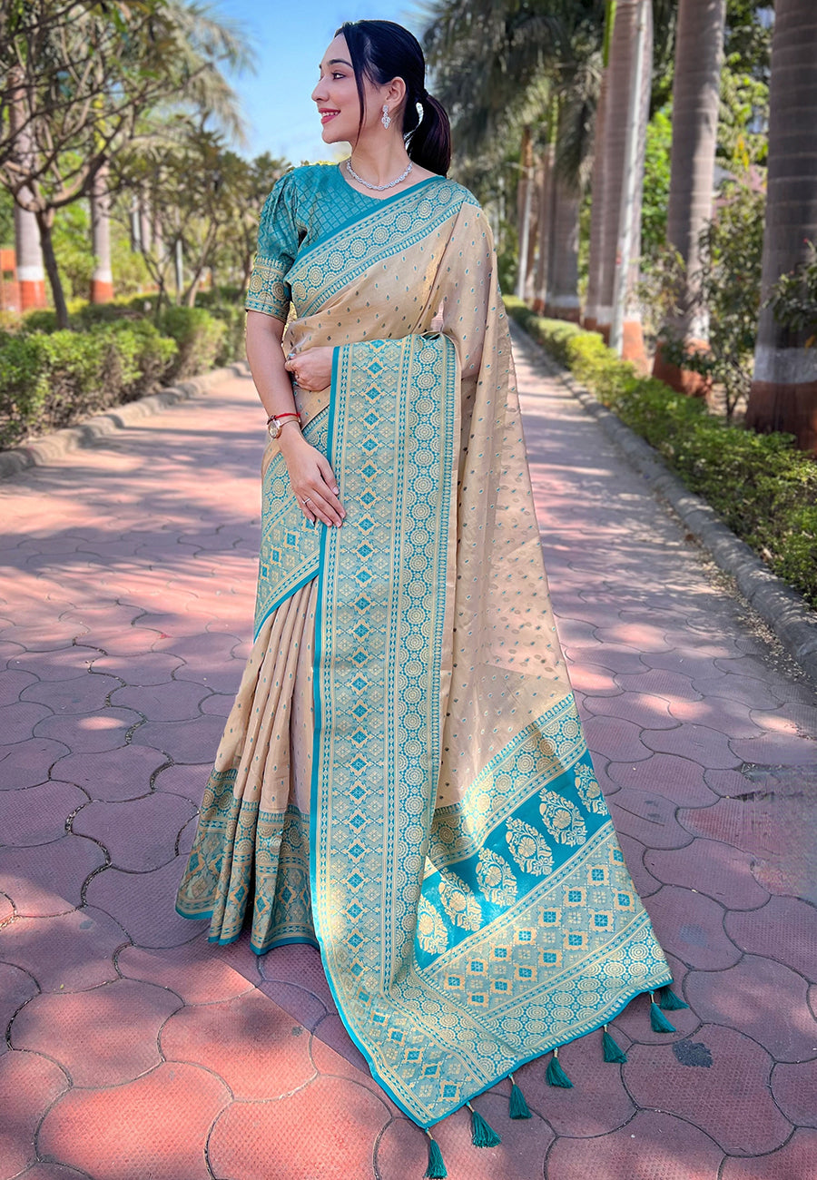 Exquisite Tissue-Silk Saree | Jari Weaving for a Regal & Festive Look