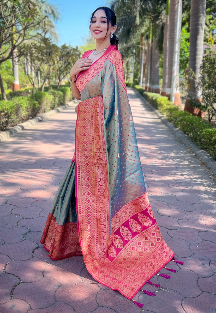 Exquisite Tissue-Silk Saree | Jari Weaving for a Regal & Festive Look