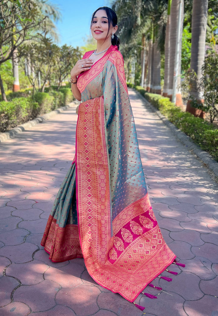 Exquisite Tissue-Silk Saree | Jari Weaving for a Regal & Festive Look
