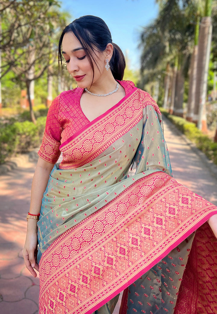 Exquisite Tissue-Silk Saree | Jari Weaving for a Regal & Festive Look