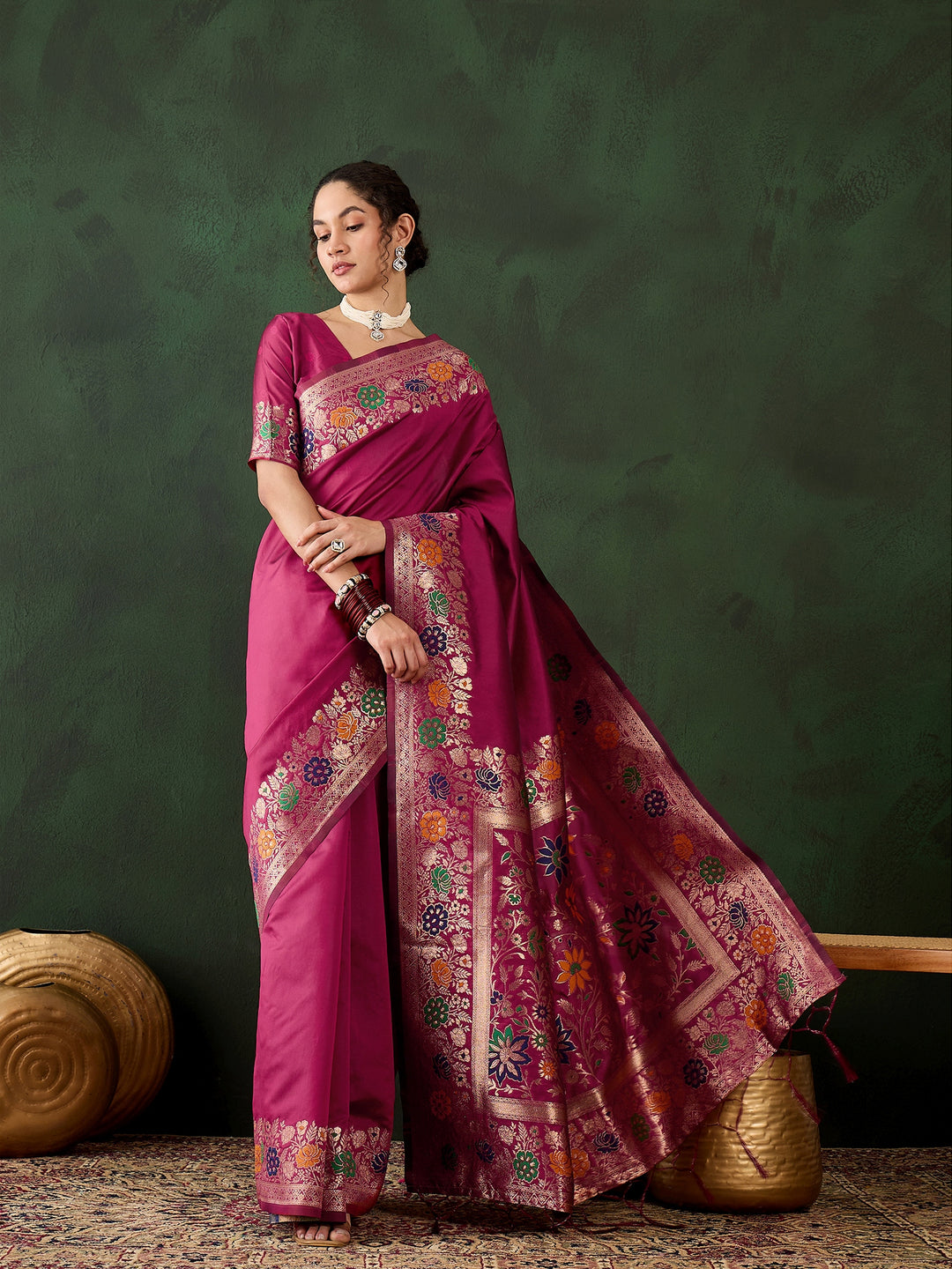 Charming Silk Saree with intricate Wevon Jacquard Designer | An Exclusive Designer Masterpiece