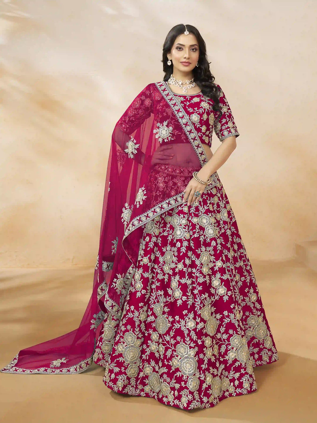 Designer Embroidery Art Silk Lehenga | Elegant Traditional Attire