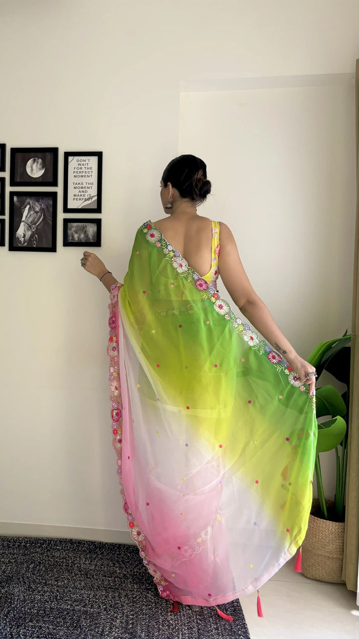 Stunning Faux Georgette Saree with | An Exclusive Designer Masterpiece