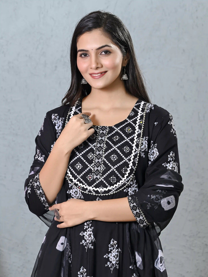 Black Rayon Salwar Kameez | Elegant Embroidery for Modern Ethnic Look
