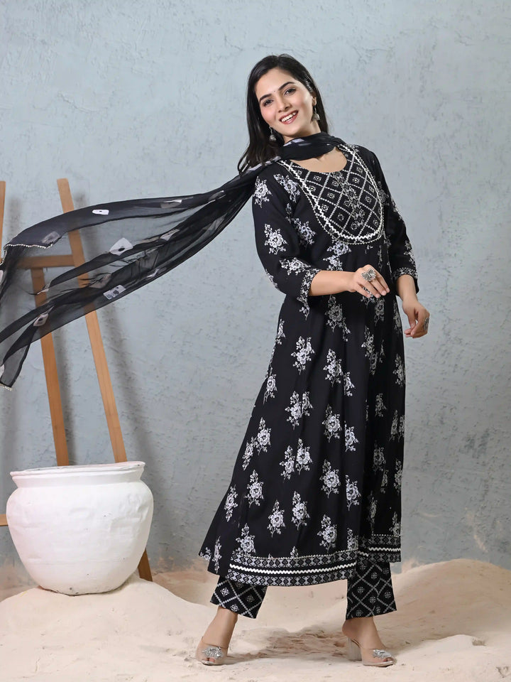 Black Rayon Salwar Kameez | Elegant Embroidery for Modern Ethnic Look
