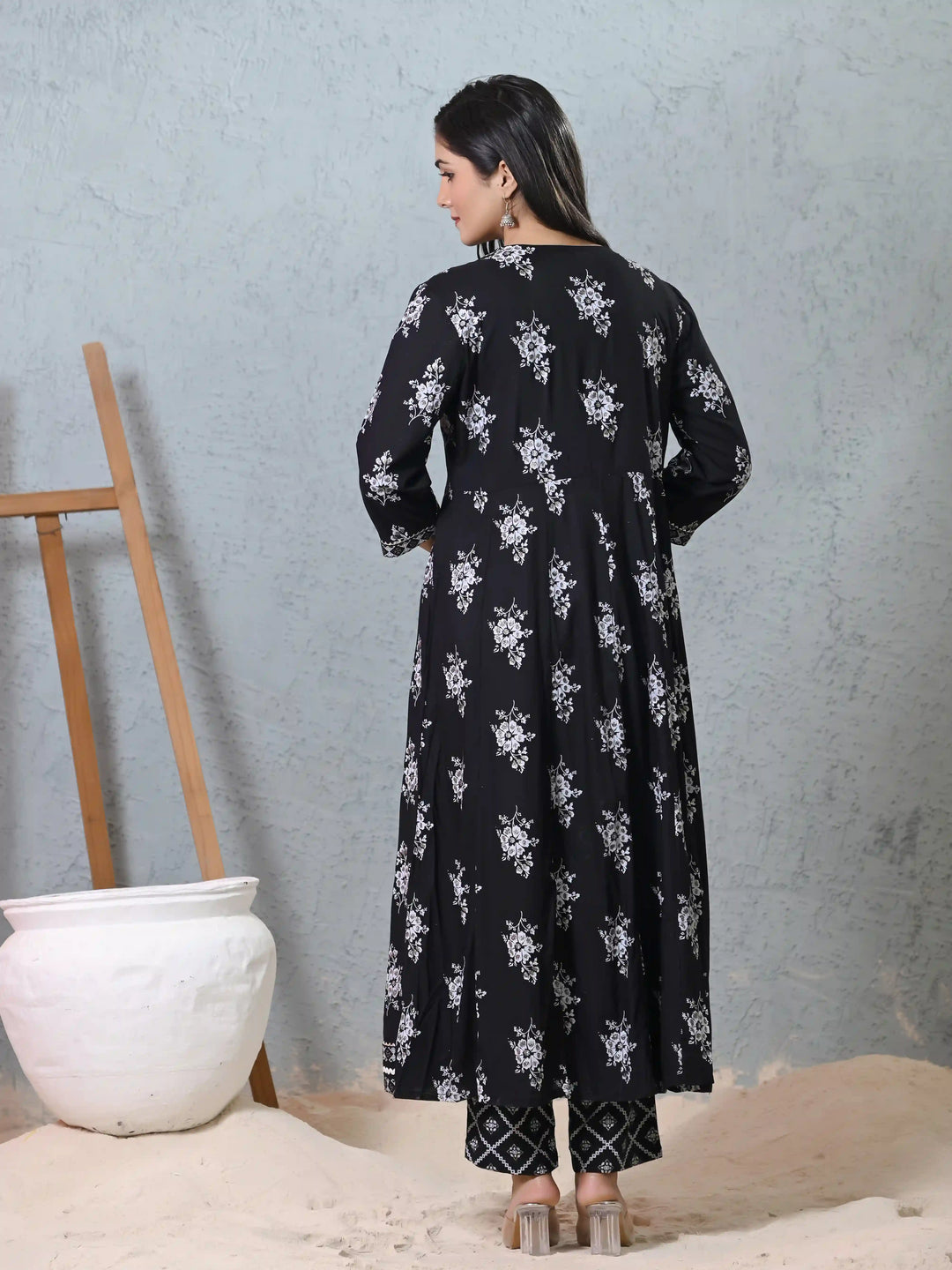 Black Rayon Salwar Kameez | Elegant Embroidery for Modern Ethnic Look