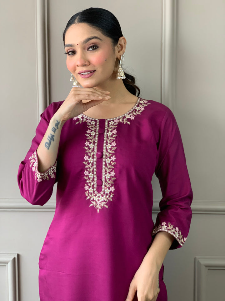 Viscose Chanderi Salwar Kameez | Elegant Embroidered Festive Wear