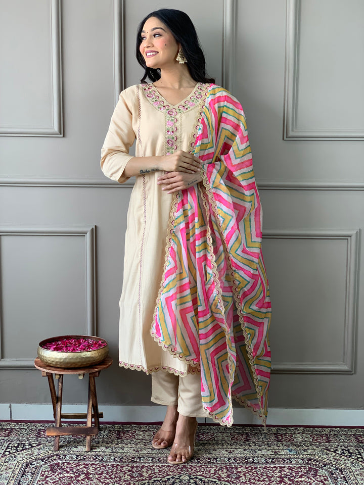 Viscose Chanderi Salwar Kameez | Elegant with Vibrant Dupatta for Festive & Casual Wear