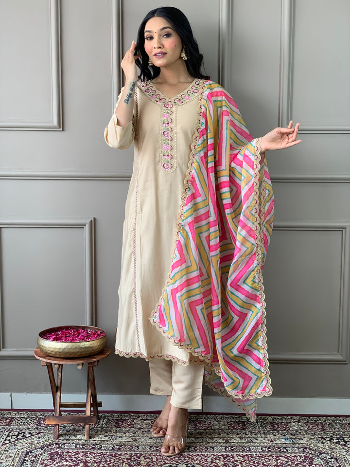Viscose Chanderi Salwar Kameez | Elegant with Vibrant Dupatta for Festive & Casual Wear