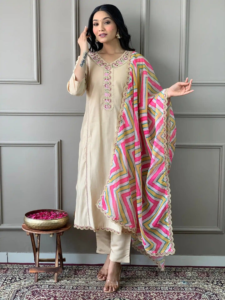 Viscose Chanderi Salwar Kameez | Elegant with Vibrant Dupatta for Festive & Casual Wear