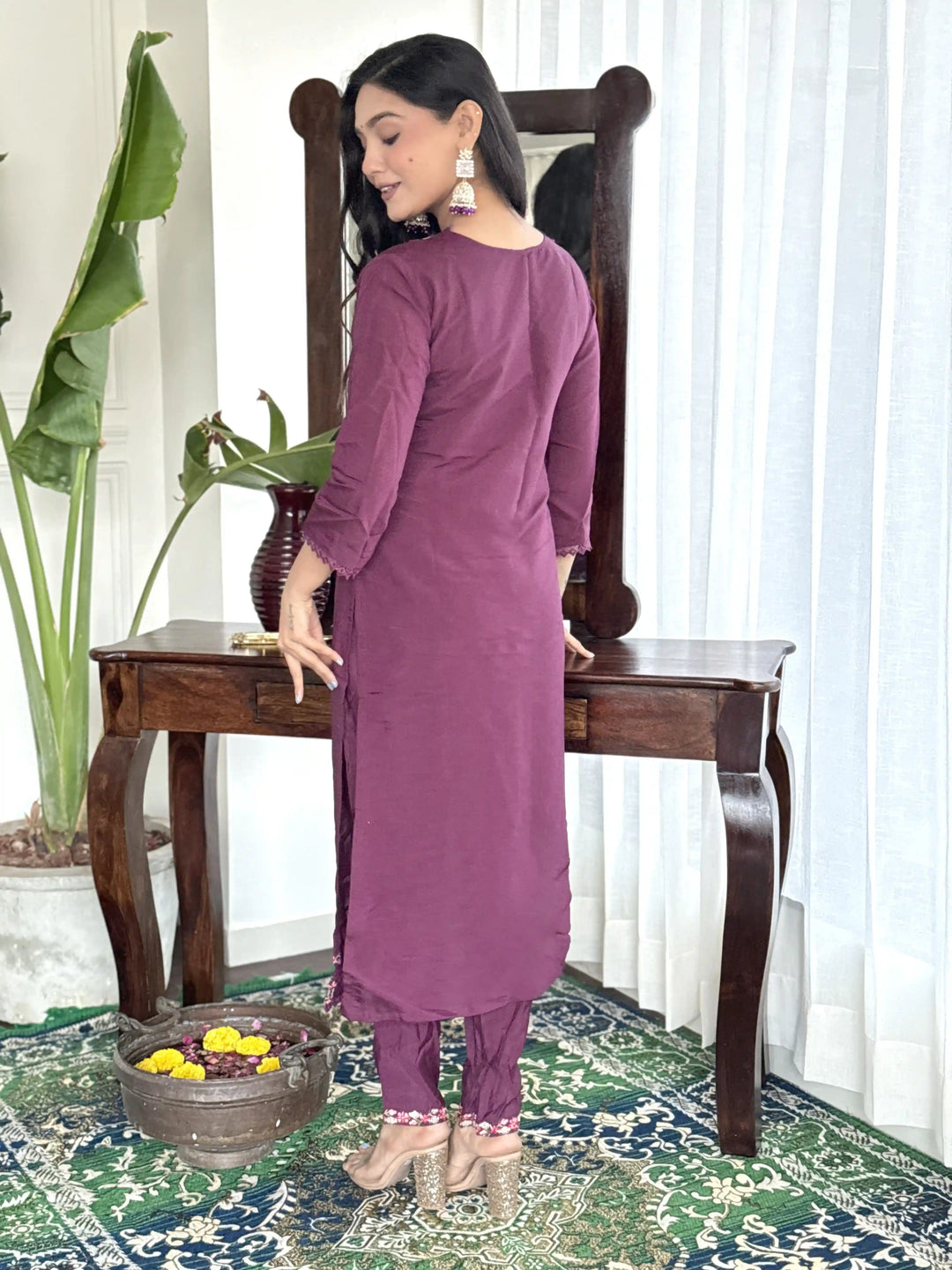 Chanderi Salwar Kameez | Elegant Embroidery & Vibrant Dupatta Festive Wear