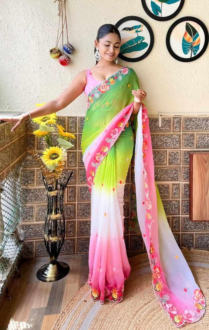 Georgette Saree With Embroidery Work | Ideal Pick for Weddings and Parties