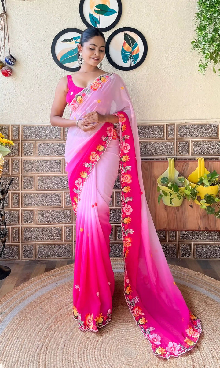Georgette Saree With Embroidery Work | Ideal Pick for Weddings and Parties
