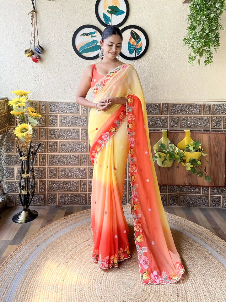 Georgette Saree With Embroidery Work | Ideal Pick for Weddings and Parties
