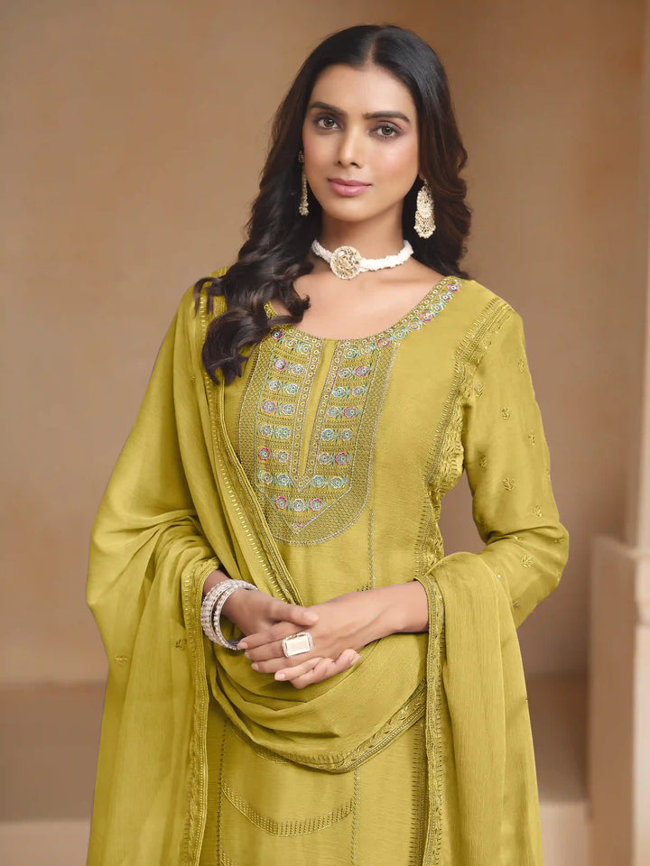 Chic Organza Chiffon Salwar Kameez with Santoon Lining | Festive Ethnic Wear