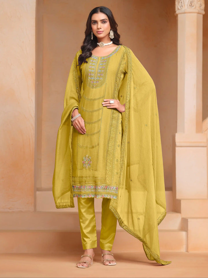 Chic Organza Chiffon Salwar Kameez with Santoon Lining | Festive Ethnic Wear