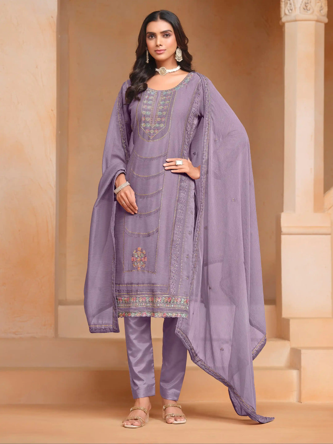 Chic Organza Chiffon Salwar Kameez with Santoon Lining | Festive Ethnic Wear