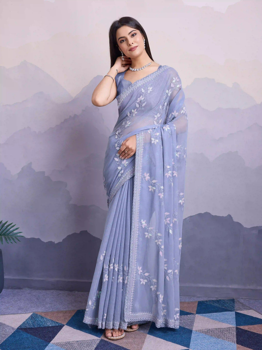 Simmer Chiffon Saree | A Designer Saree for Grand Occasions with Premium Work