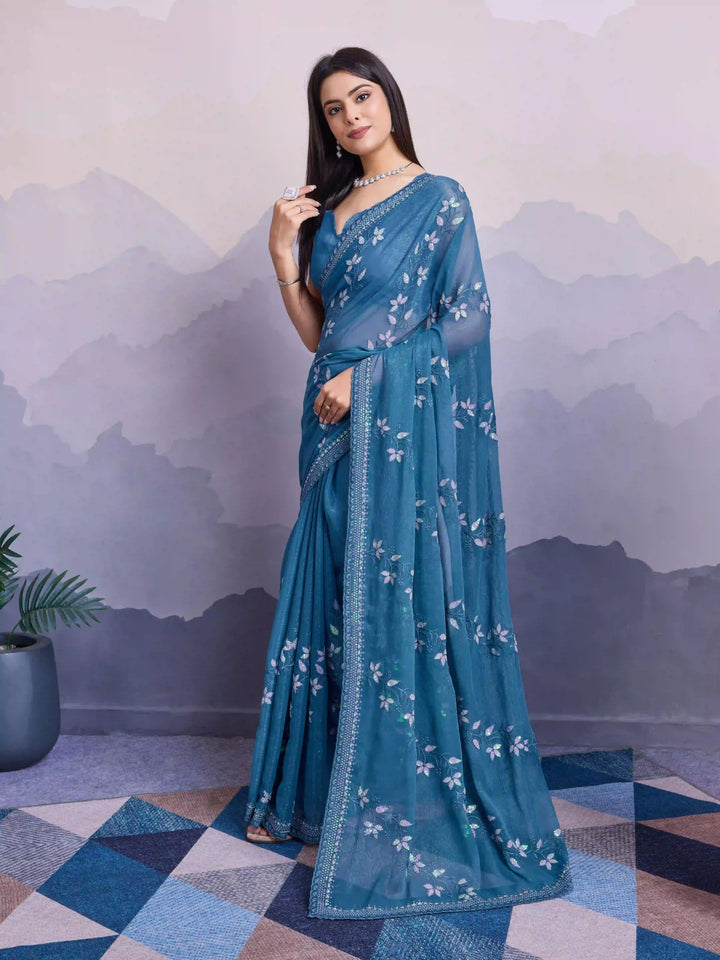 Simmer Chiffon Saree | A Designer Saree for Grand Occasions with Premium Work