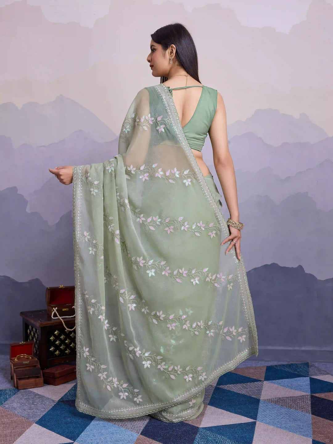 Simmer Chiffon Saree | A Designer Saree for Grand Occasions with Premium Work