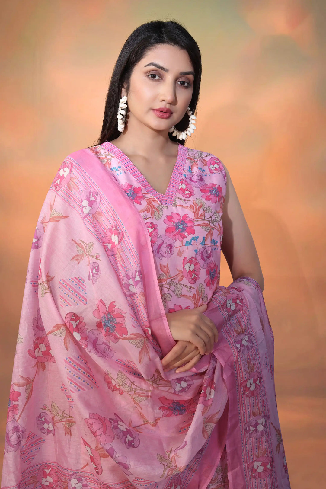 Floral Cambric Cotton Salwar Kameez | Mal Cotton Dupatta Casual Ethnic Wear