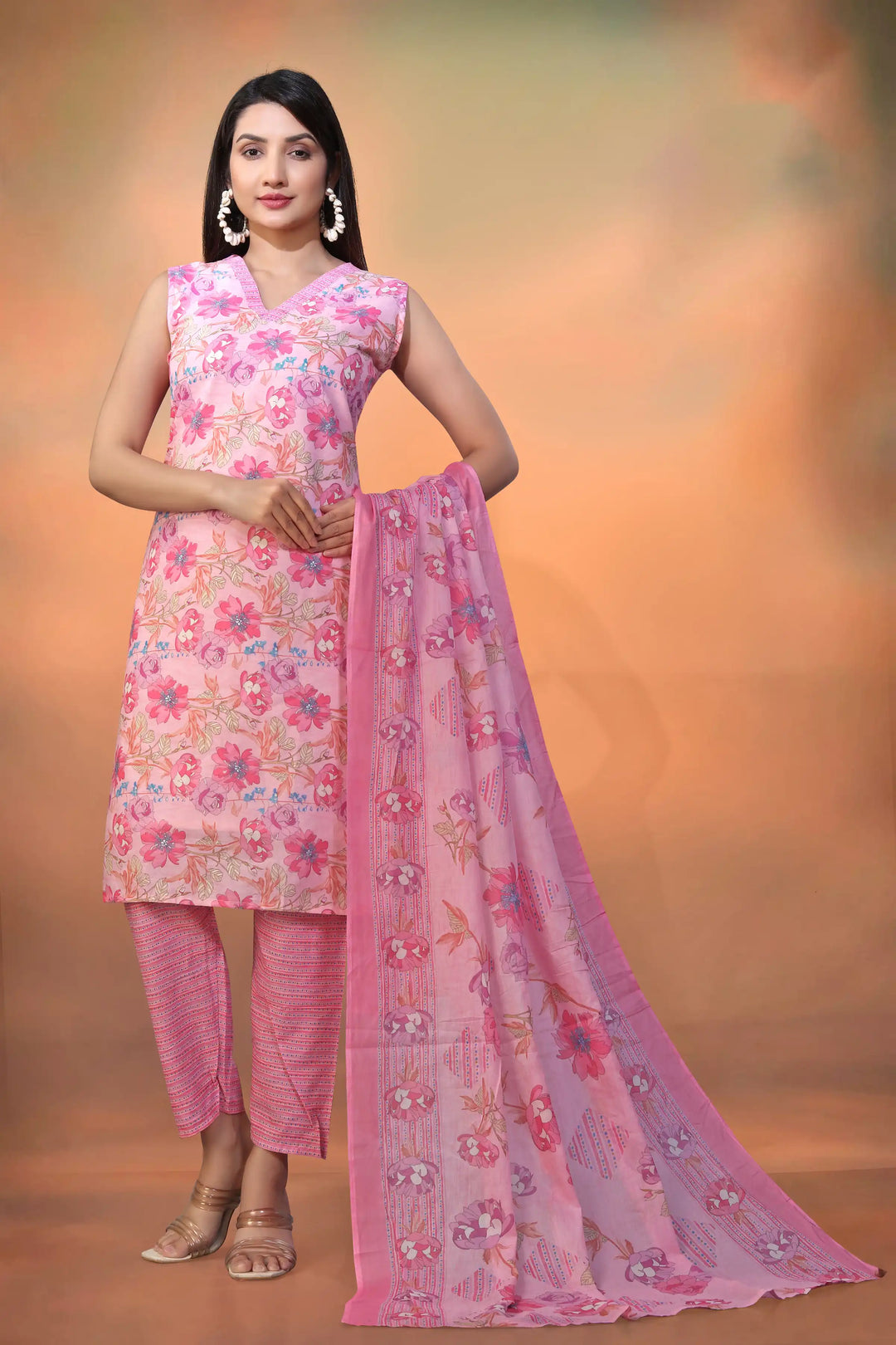 Floral Cambric Cotton Salwar Kameez | Mal Cotton Dupatta Casual Ethnic Wear