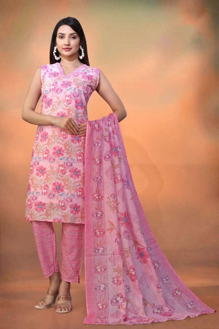 Floral Cambric Cotton Salwar Kameez | Mal Cotton Dupatta Casual Ethnic Wear